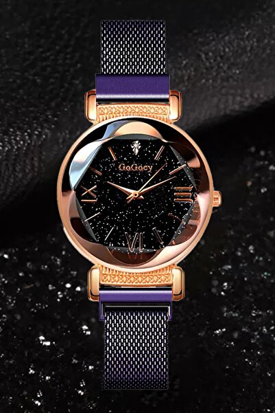 Gogoey Kadın Kol Saati Rose Gold Mor Renk