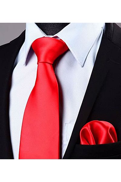 Trenderrs Men's Solid Color Tie And Handkerchief Set Men's Necktie