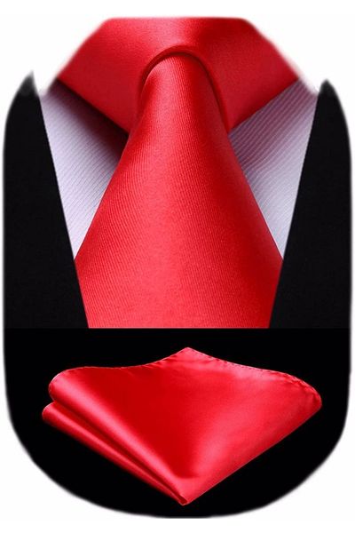 Trenderrs Men's Solid Color Tie And Handkerchief Set Men's Necktie