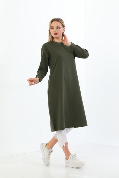 Elif Okur Hijab Long Tunic 110cm Khaki 1217