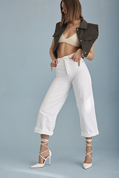 AYAKKABI PRENSİ Pantofi cu toc stiletto pentru femei, cu șireturi la gleznă, alb mat, 10 cm