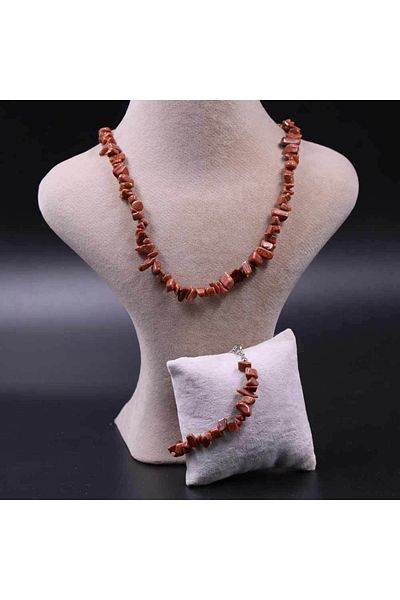 MYTAKIAĞACIMFH Star Stone Coffee Color Unshaped Broken Stone Necklace Bracelet Set (with Chain Extension)