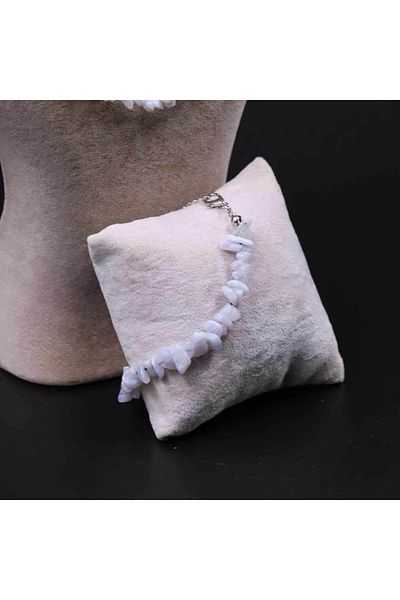MYTAKIAĞACIMFH Chalcedony Stone Cracked Natural Stone Necklace Bracelet Set