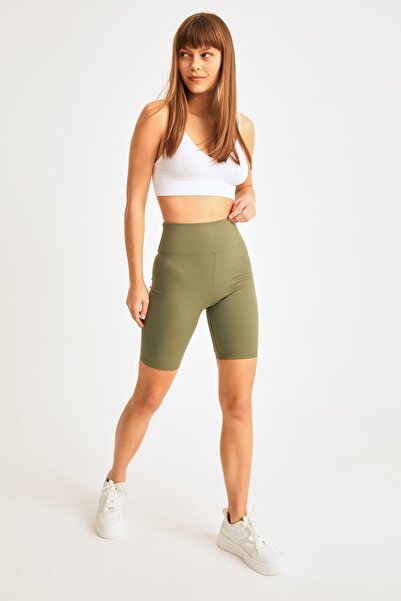 LACHT Γυναικείο κολάν με ραβδώσεις ποδηλάτου χακί