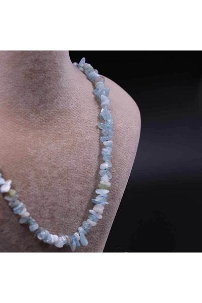 MYTAKIAĞACIMFH Aquamarine Aquamarine Stone Cracked Natural Stone Necklace Bracelet Set