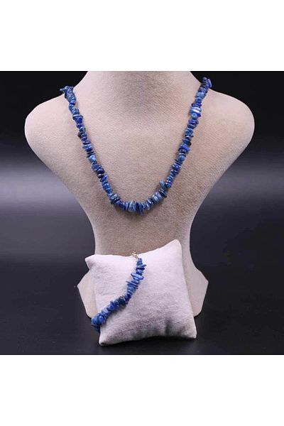 MYTAKIAĞACIMFH Kyanite Stone Cracked Natural Stone Necklace Bracelet Set