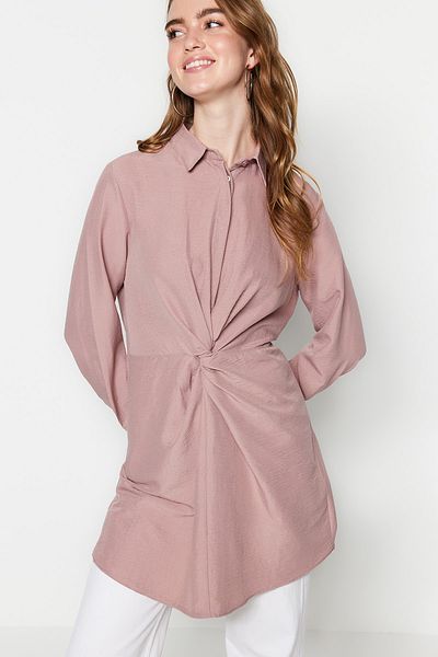 Trendyol Modest Порошок Onu Buzgu Детальний тканий Aerobin Gomlek TCTSS23TG00065 TCTSS23TG00065