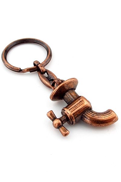 Solfera Copper Colored Retro Vintage Faucet Shaped Metal Keychain Kc023