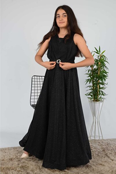 RAMON&ARTOS Kolsuz Omuz Hayal Tül Fırfırlı Broş Toka Detaylı Mezuniyet Prenses Model Abiye