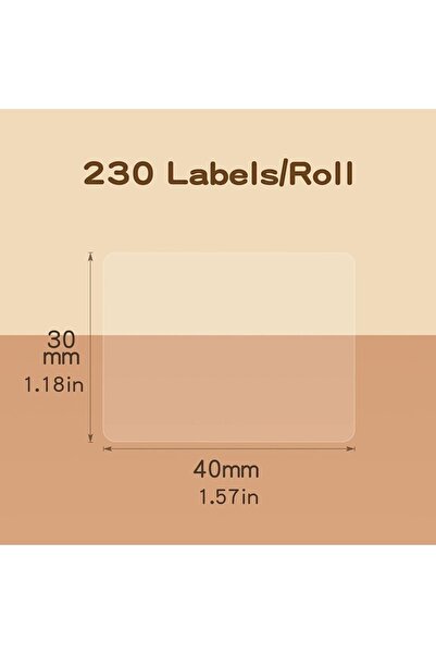 NiiMbot 40x30mm Şeffaf Etiket B21/b1/b3s Için 230 Adet Yırtılmaz, Sudan Ve Yağdan Etkilenmez