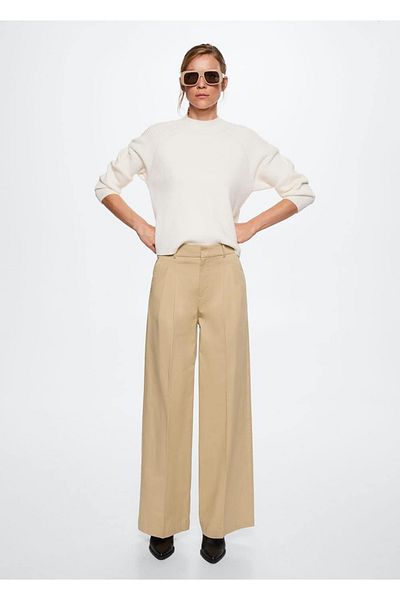 MANGO Woman Pantaloni din bumbac cu pliuri