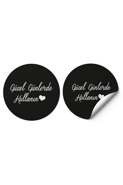 gg gençgirişimci Coated Sticker - Use on Beautiful Days - Black Background - (4x4 cm) 70 Pieces
