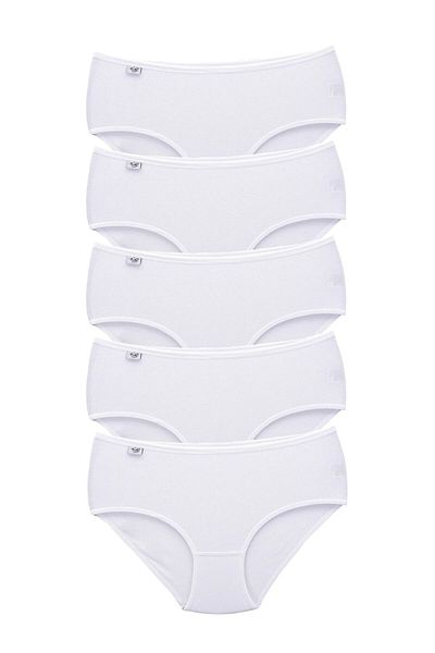 Tutku 5 Pieces Women's High Waist Bato Thin Rubber Panties White