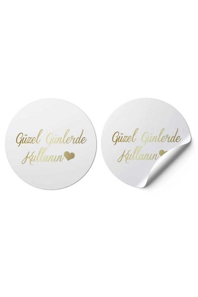 gg gençgirişimci Coated Sticker - Use it in Good Days - Gold Text - (4x4 Cm) 70 Pieces