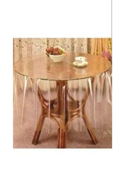 Herseyygüzell مفرش طاولة دائري شفاف بسمك 0.15 مم وقطر 140 سم