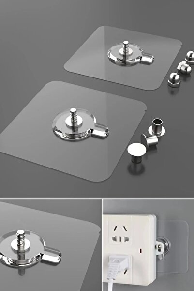 TechnoStation 1 Adet Kendinden Yapışkanlı Duvar Kancaları Şeffaf Raf Duvar As...