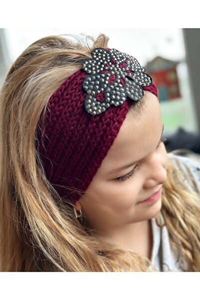 QUEEN AKSESUAR Tendință Moda de lux Femei Copii Plasă tricotată Broșă de piatră cu capse cu logo Bandana Banda de păr Căști Cherry Burgundy