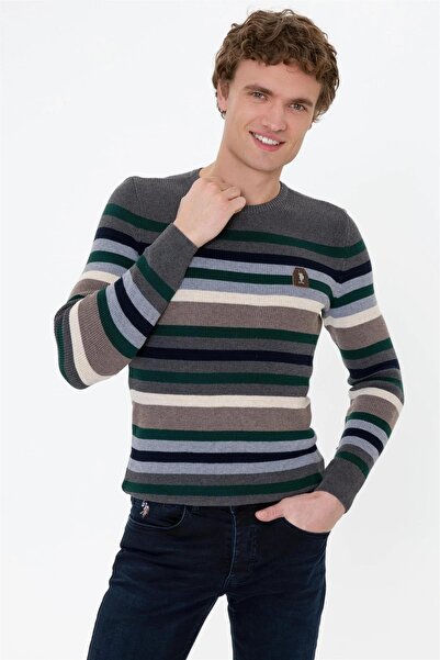 U.S. Polo Assn. Erkek Yeşil Bisiklet Yaka Triko Kazak