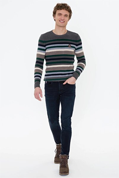 U.S. Polo Assn. Erkek Yeşil Bisiklet Yaka Triko Kazak