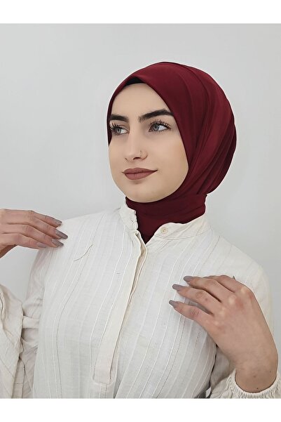 nazenin export Cıtcıtlı Hazır Eşarp Şal Bone Hijap Bordo Renk