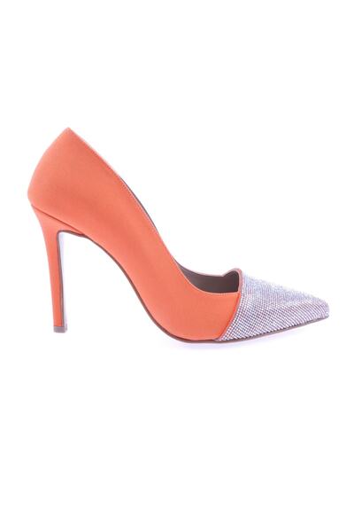 DGN Woman's pointed toe silver stone embellished evening shoes orange scuba 1...