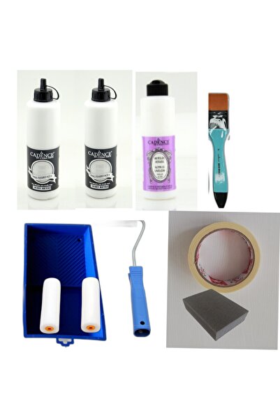 Cadence Mobilya Boyama Için Boya Seti (tüm Yüzeyler Için Akrilik Boya ) Beyaz...