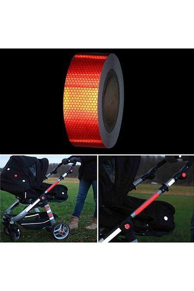 zafrakreklam Reflector Highlighter Strip Red Tape 5cm 1 m Tüvtürk Approved