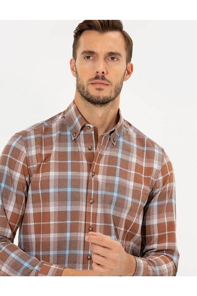 Pierre Cardin Πουκάμισο μπορντό Regular Fit