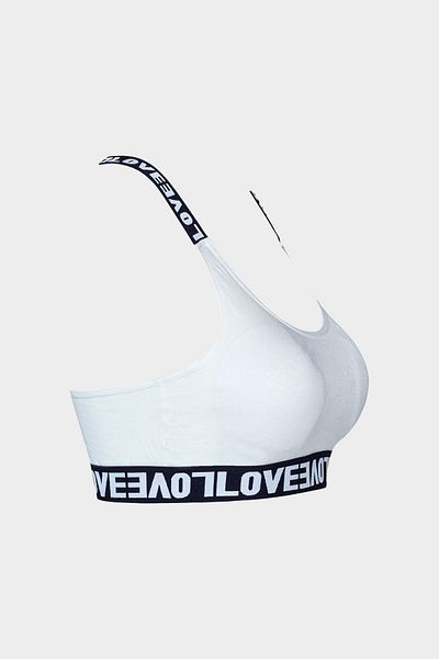 HNX Λευκό βαμβακερό δαχτυλίδι Love Rubber Λεπτομερές γυναικείο μπουστάκι με επένδυση
