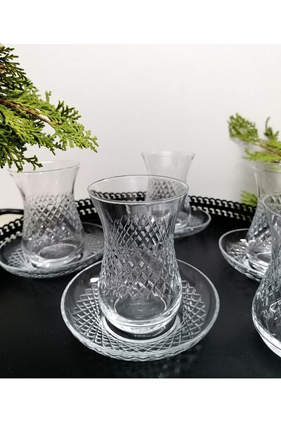 DECOSTYLE Pasabahce Ajda Cuped Tea Set Cage 12 Pieces