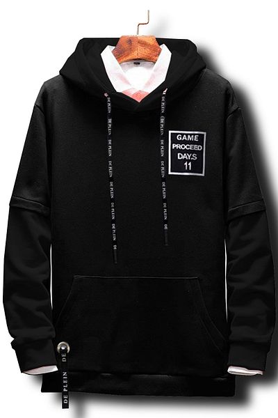 DE PLEIN Unisex Black Hooded 100% Cotton Sweatshirt