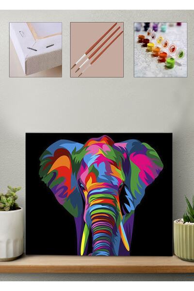 Carmen Sayılarla Boyama Seti Renkli Fil 40x50cm