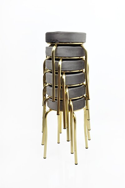 ekipmetal Tabure 6'lı Gold ( Altın ) Baby Face Gri