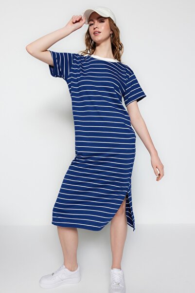Trendyol Collection Сукня максі-орме ShiftDuz в темно-синю смужку TWOSS23EL00690