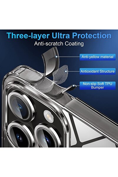 m.tk moveteck Apple Iphone 11 Pro Max Kılıf Şeffaf Sararmaz Magsafe Manyetik Ulta Ince Sert Pc