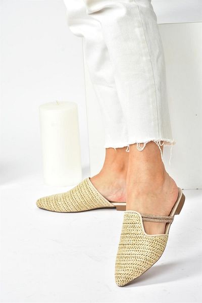 Fox Shoes Γυναικείες Παντόφλες Skin Wicker Stone Detailed P820031417