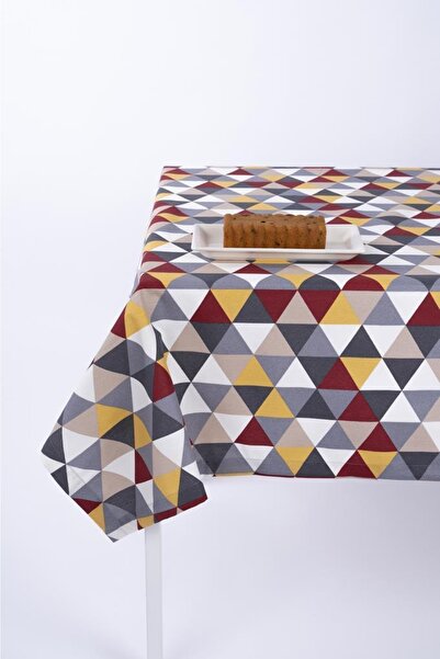 ALTINPAMUK Lüks Keten Kumaş Masa Örtüsü Leke Tutmaz Seçenekli Ilan Üçgen Hardal