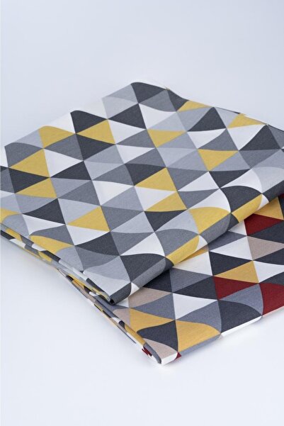 ALTINPAMUK Lüks Keten Kumaş Masa Örtüsü Leke Tutmaz Seçenekli Ilan Üçgen Hardal