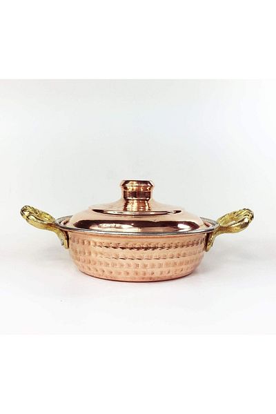 Shark 67103 Anatolian Copper Sahan Pan - With Hand Forged Lid, 18 cm