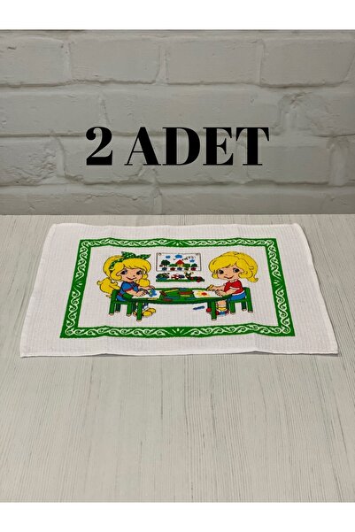 GÜZELYÜZ AVM Yıkanabilir Ilkokul Ve Okul Öncesi Beslenme Örtüsü El Bezi Kız Model 35x50 Anasınıfı Yemek Bezi 2'li