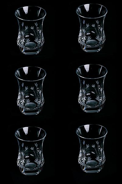 DECOSTYLE Tulip Custom Made Cut Crystal Decorative Tea Cup 6 Pieces