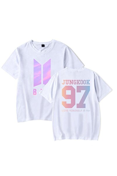 hilon Unisex Beyaz Bts Rap Monster Tişört Ön Arka Baskı