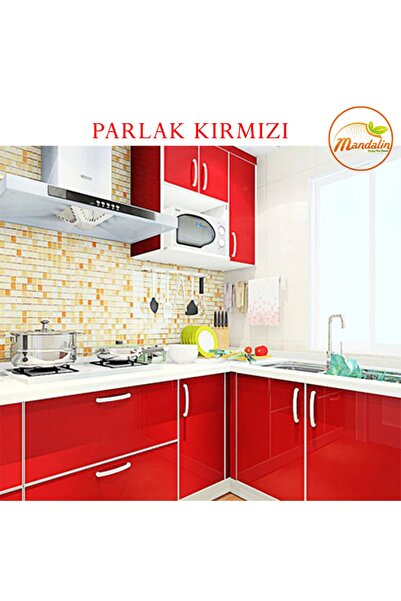 mandalin enjoy غطاء خزانة ملابس أحمر لامع - 61 سم × 5 متر ورق مطلي