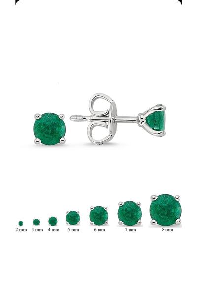 Begonia Accessories 925 Ayar Gümüş; Yeşil Zirkon Tek Taş UNISEX 1 Çift Küpe