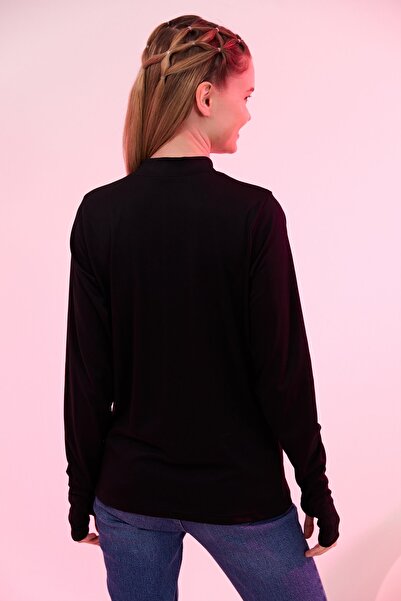 mirach Μαύρο ζιβάγκο με λεπτομέρεια μπλούζα με μακρύ μανίκι