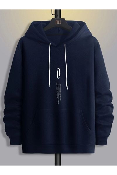 MOONBULL Übergroßes Unisex-Kapuzensweatshirt mit vertikalem Brustaufdruck