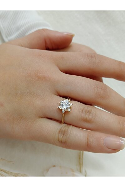 As Altın Lotus Çiçeği Tektaş Yüzük