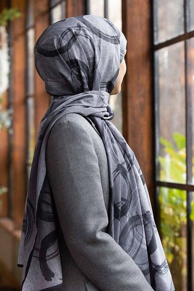 Vissona Γυναικείο σάλι πολυτελείας Medina Silk Grey-3