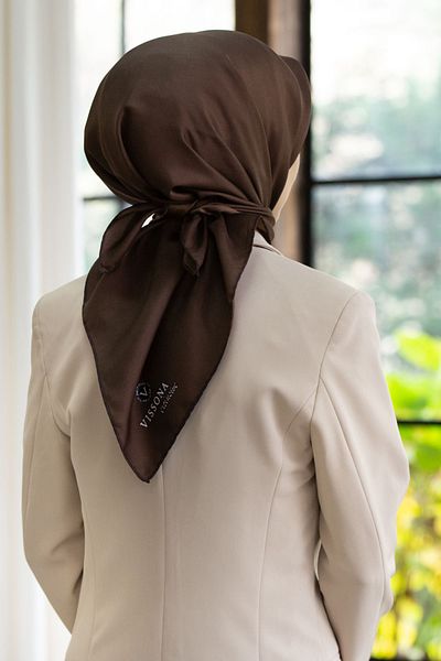 Vissona Γυναικείο μεταξωτό κασκόλ Twill Exclusive Brown-1