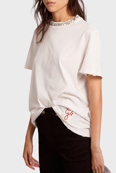 Golden Goose Golden Goose Pamuklu Regular Fit Parlak Taşlı Sıfır Yaka T Shirt...
